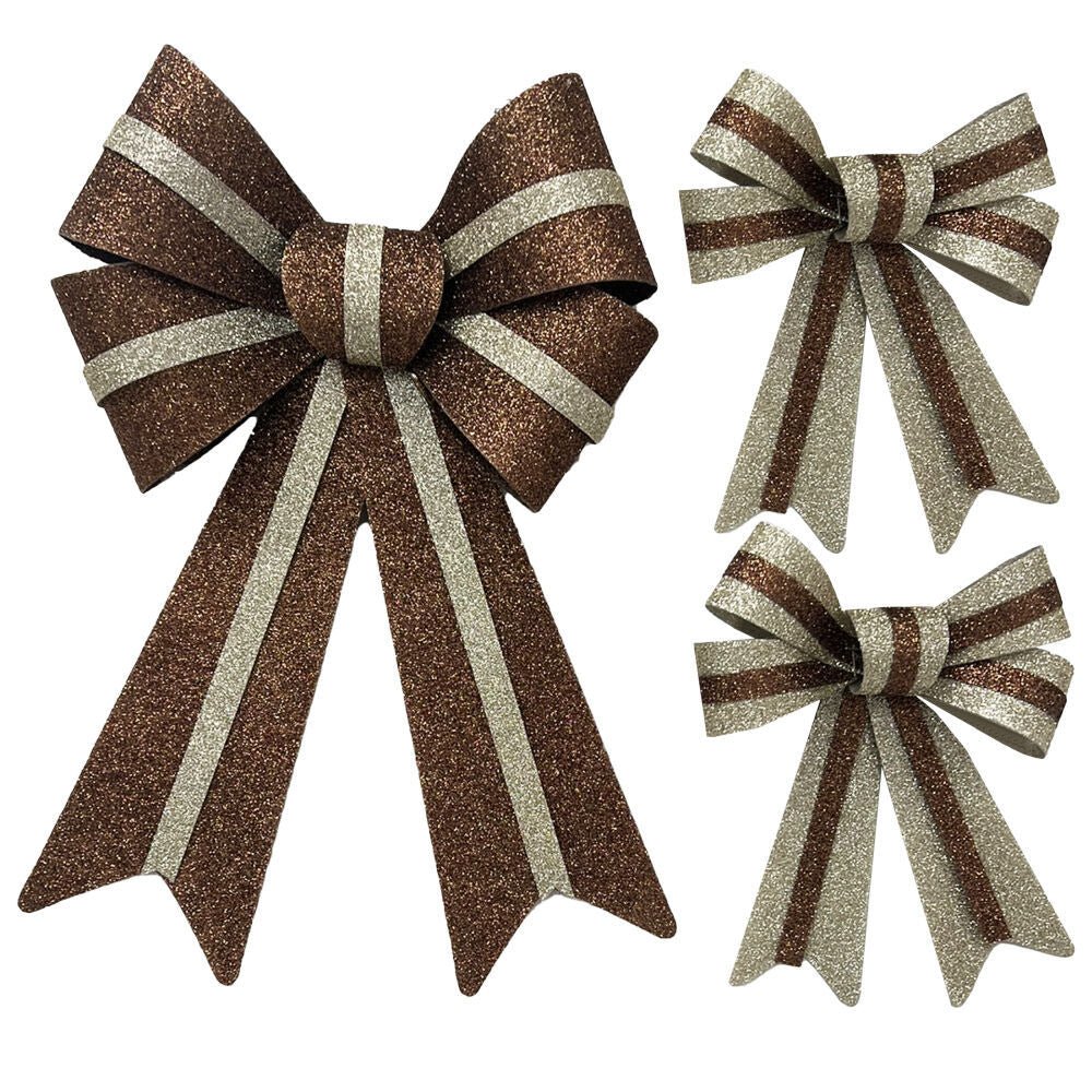 Glitter With Glitter Stripe Bow Asst - Country Silk