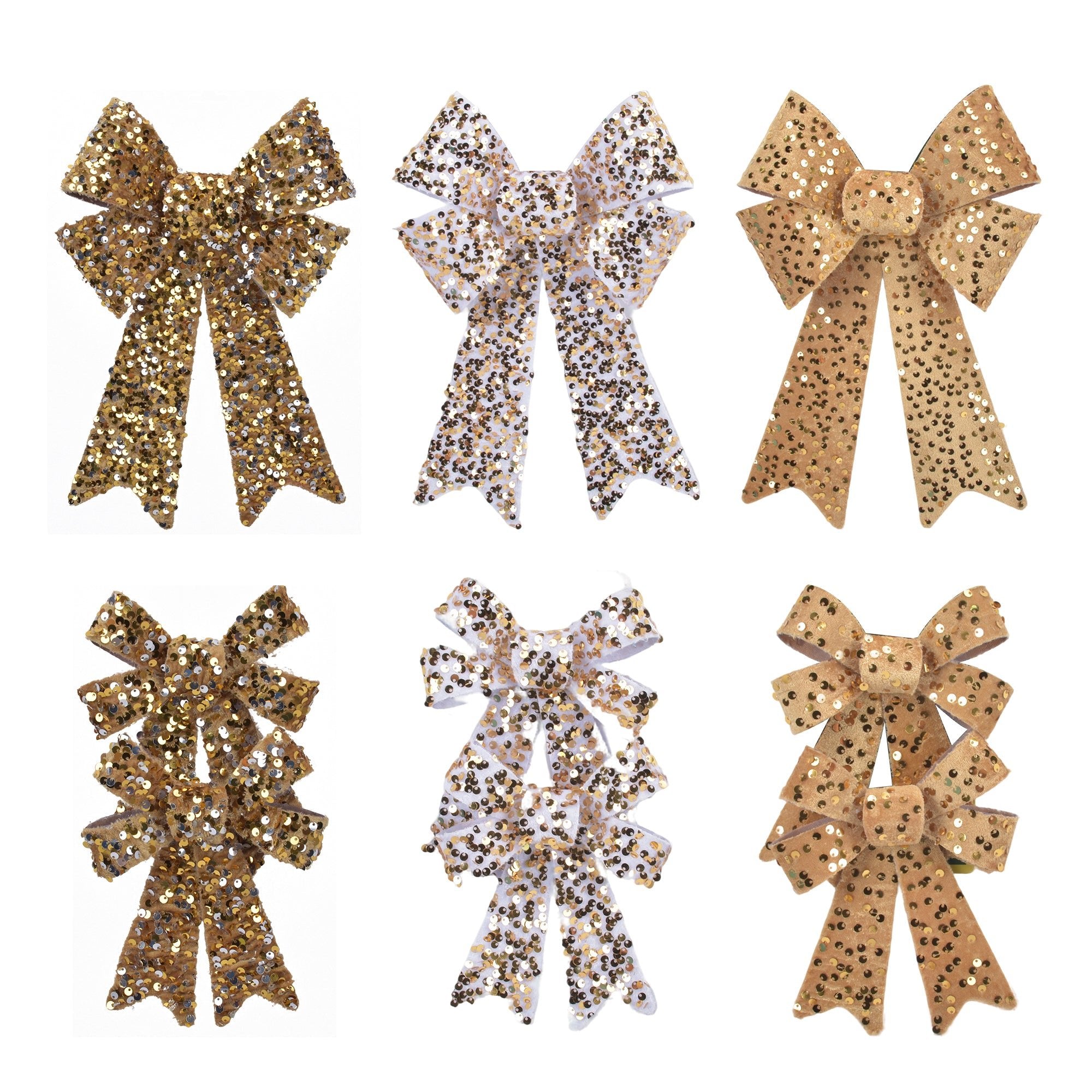 1Pk And 2 Pk Velvet Sequin Bow Asst - Country Silk