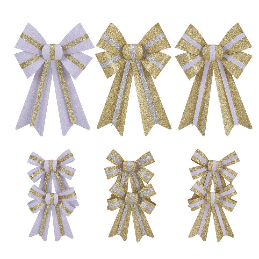 Glitter With Glitter Stripe Bow Asst - Country Silk