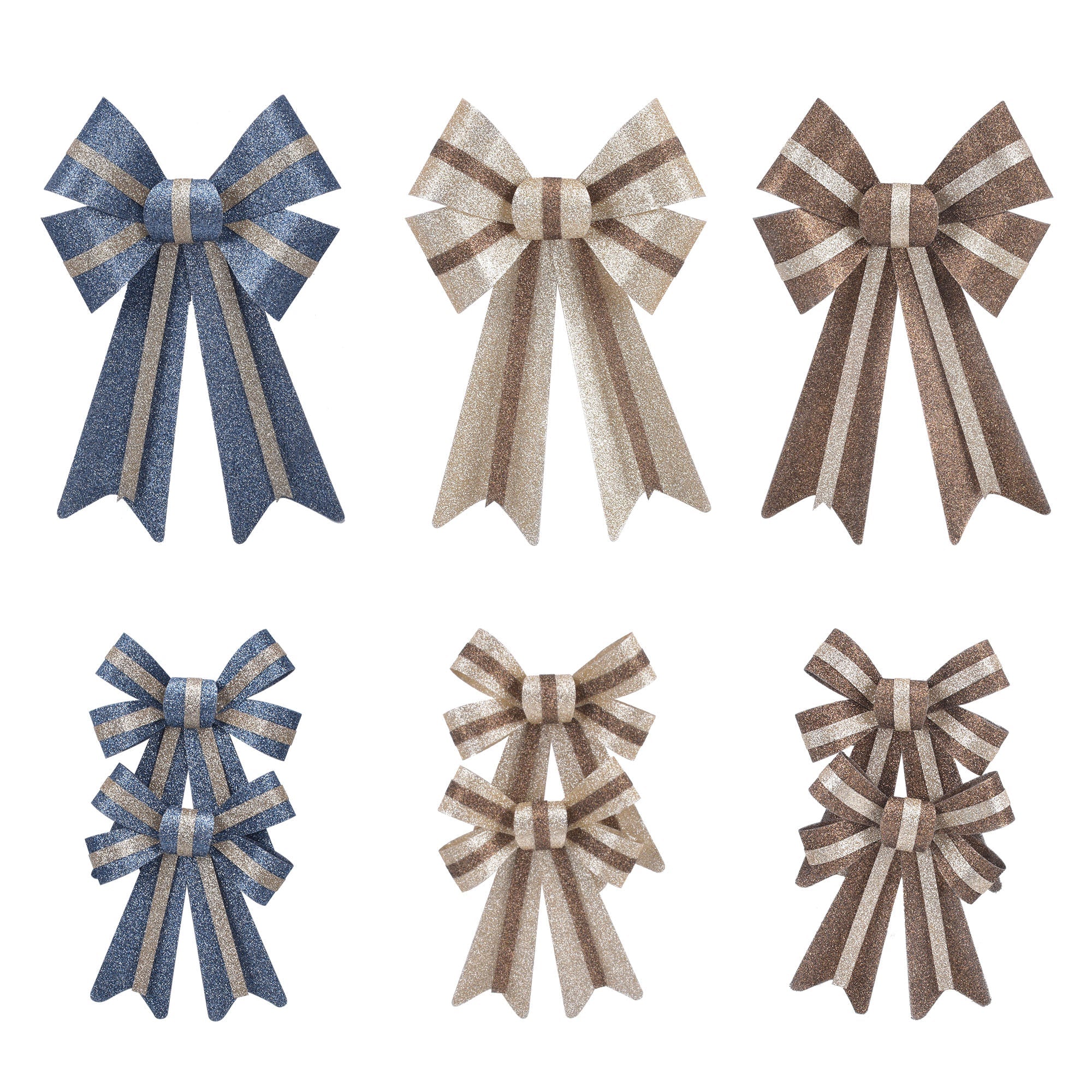Glitter With Glitter Stripe Bow Asst - Country Silk