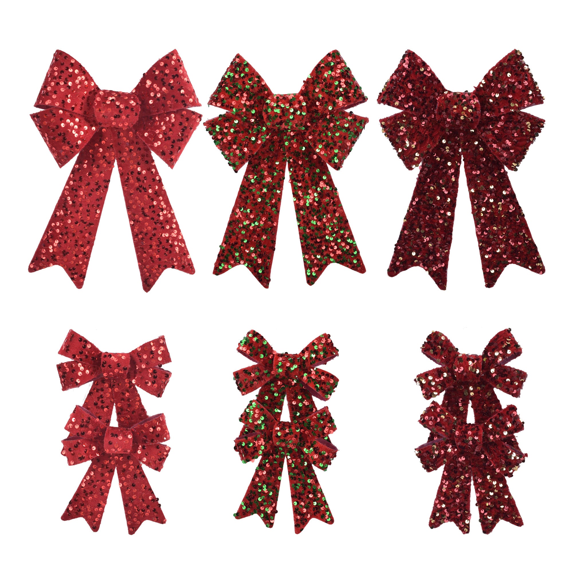 1Pk And 2 Pk Velvet Sequin Bow Asst
