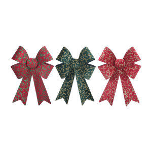Large Velvet Pvc Bow With Scroll Glitter Design