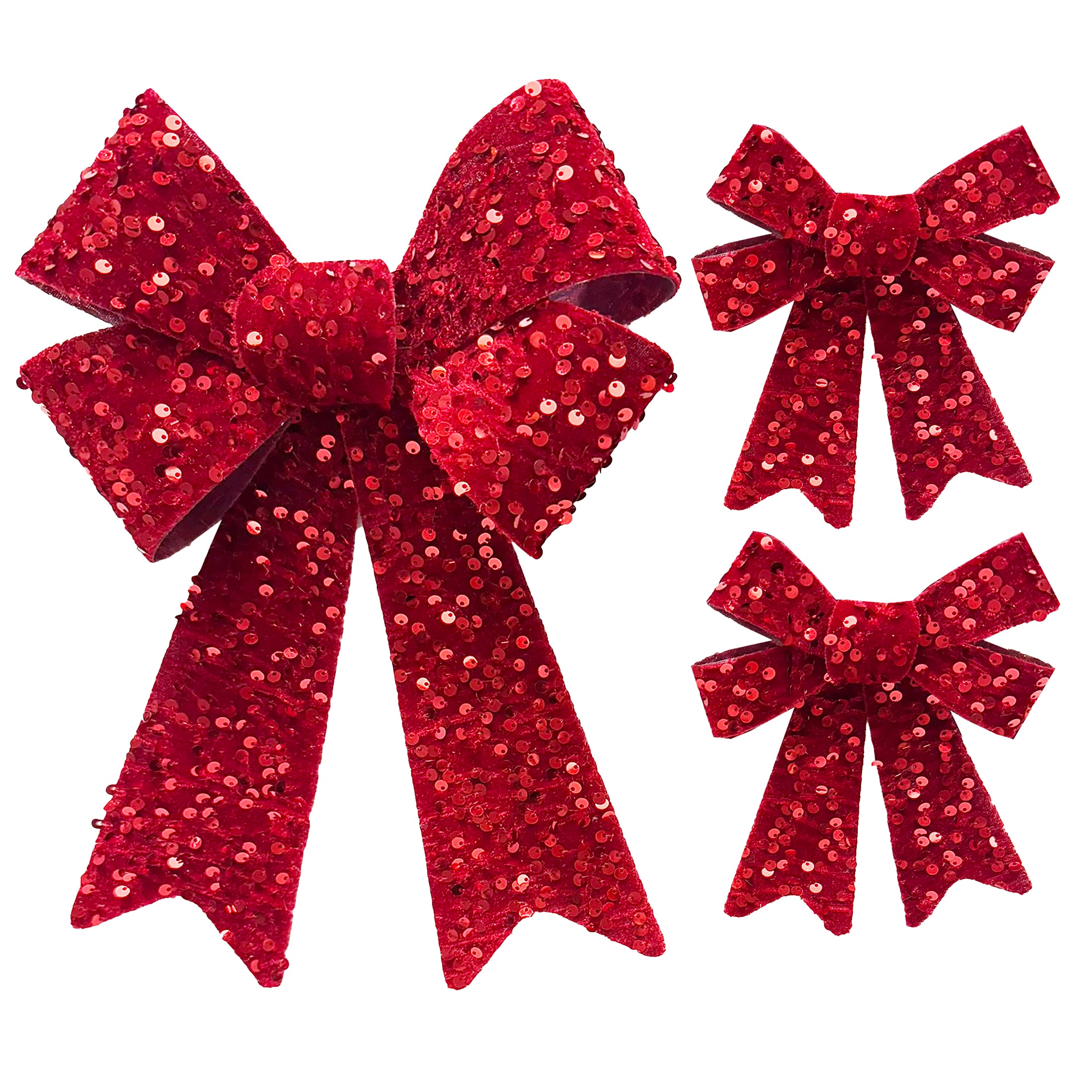 1Pk And 2 Pk Velvet Sequin Bow Asst