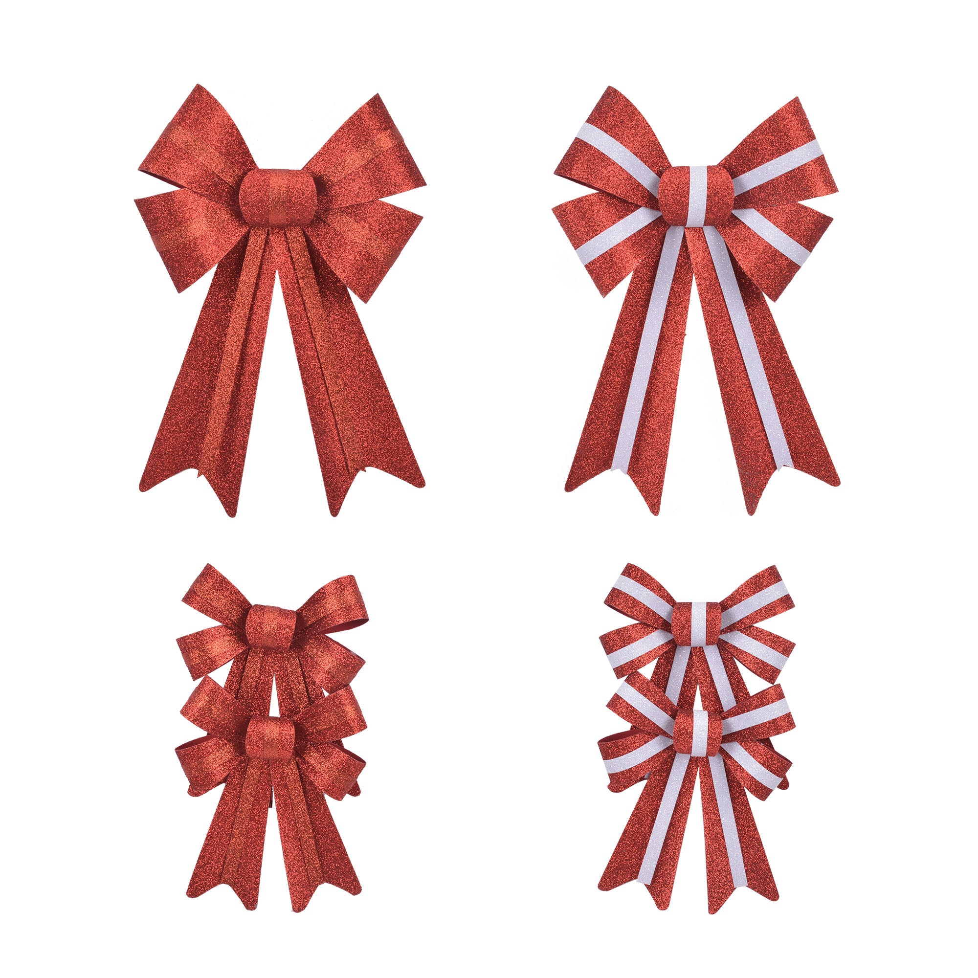 Glitter With Glitter Stripe Bow Asst