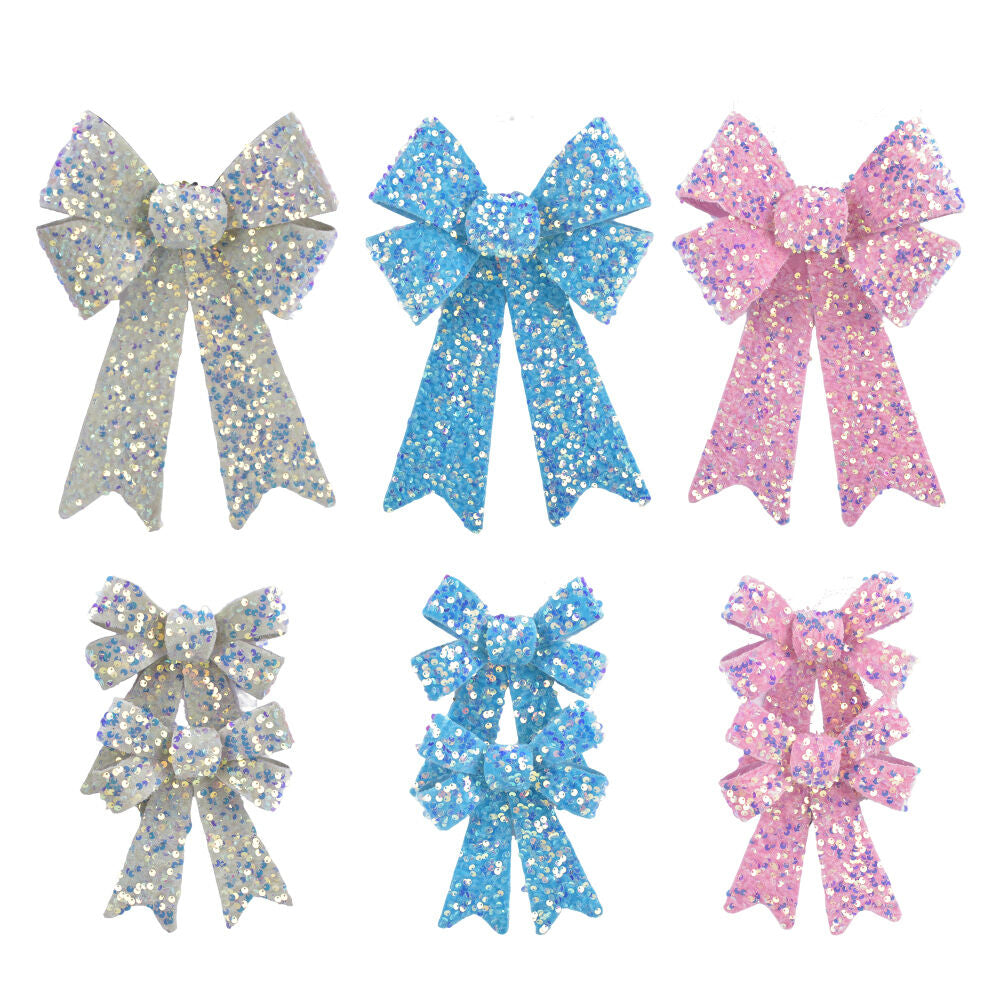 1Pk And 2 Pk Velvet Sequin Bow Asst