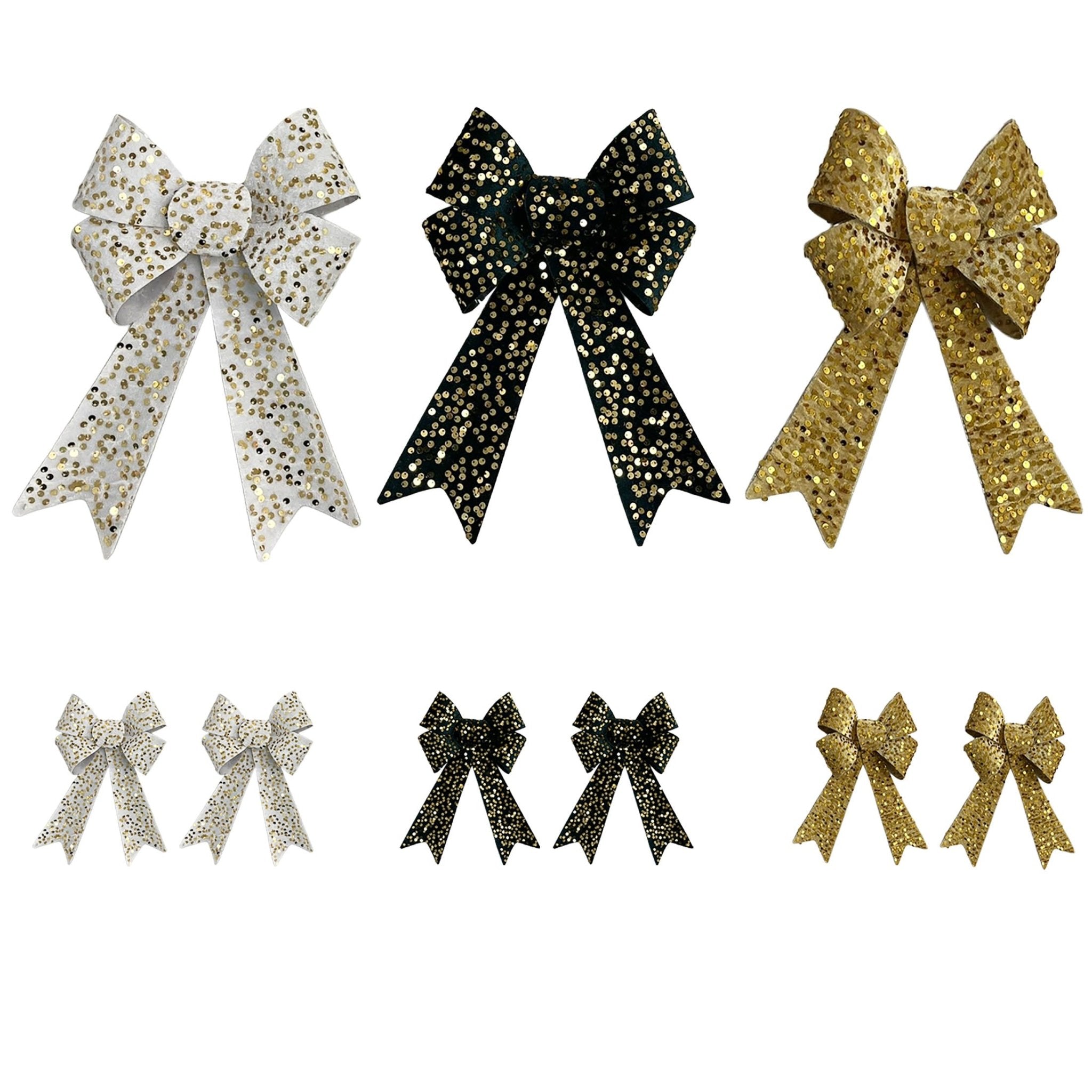1Pk And 2 Pk Velvet Sequin Bow Asst - Country Silk