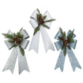 Large Glitter Pvc Bow With Pine Cluster - Country Silk