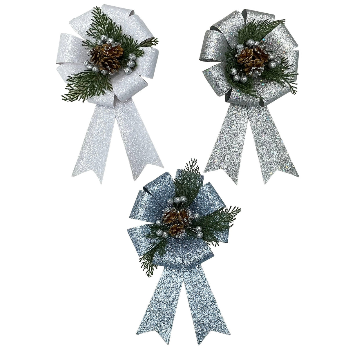 Rounded Head Bow With Cluster In Glitter - Country Silk