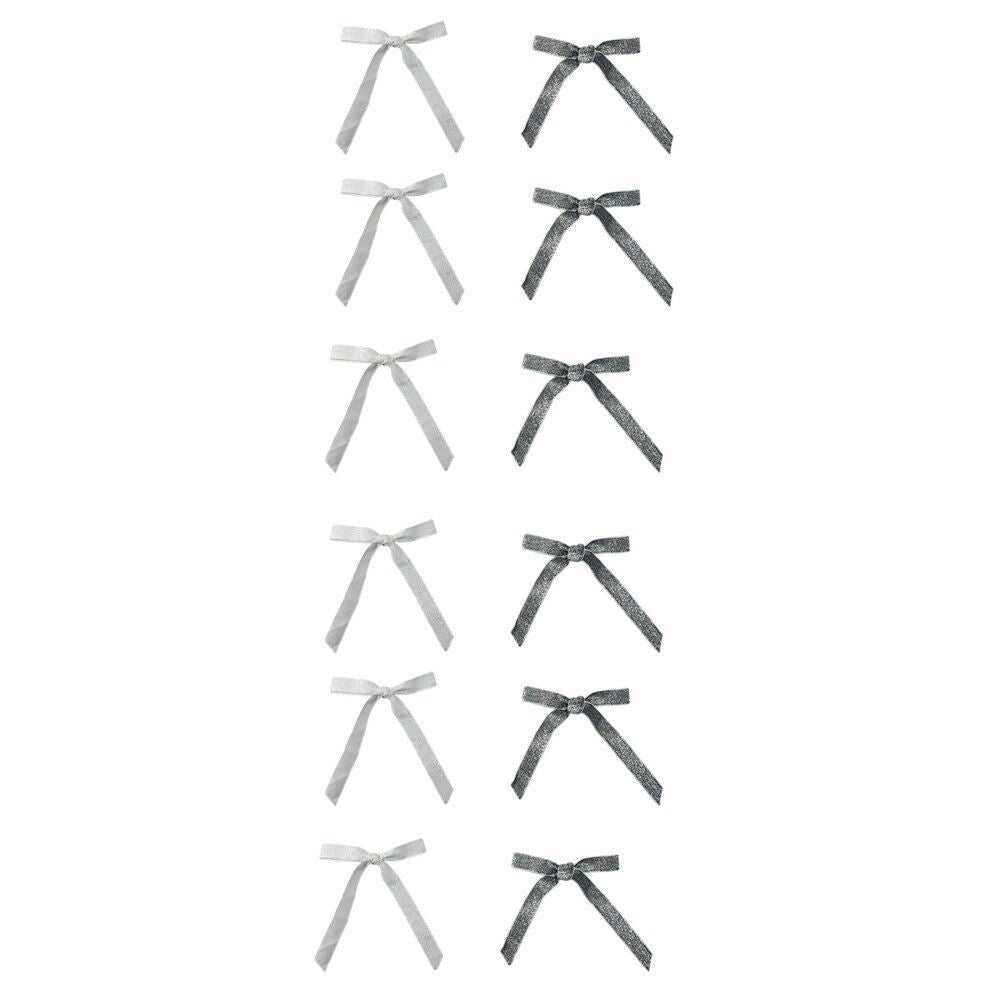6 Pk Glitter Bow Clip - Country Silk