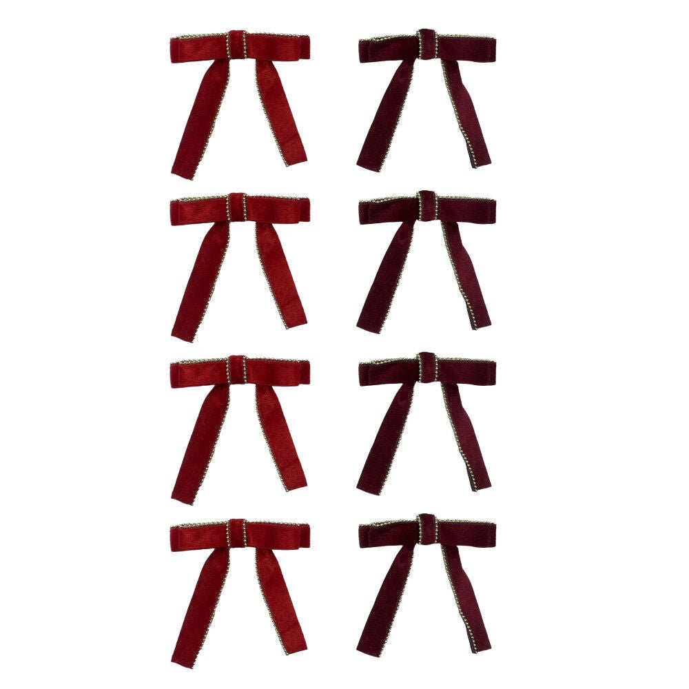 4Pk Velvet Bow Clip With Gold Trim 5.12 - Country Silk