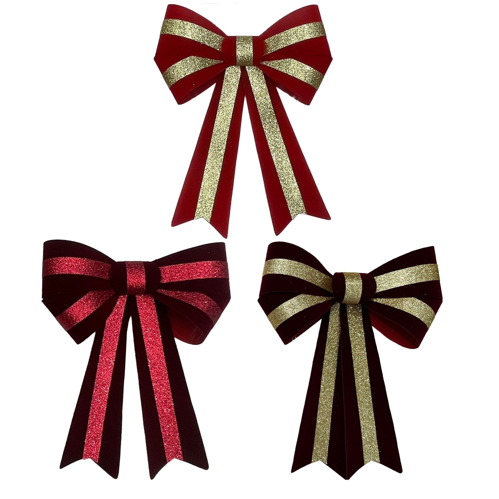Glitter Stripe Bow Orn 11.81 X 15.35 Inc - Country Silk
