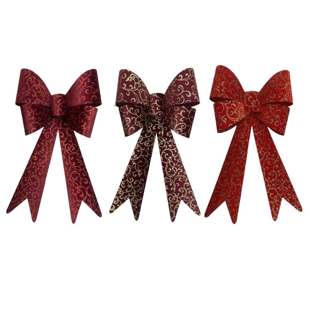 Jumbo Velvet Pvc Bow With Scroll Glitter - Country Silk