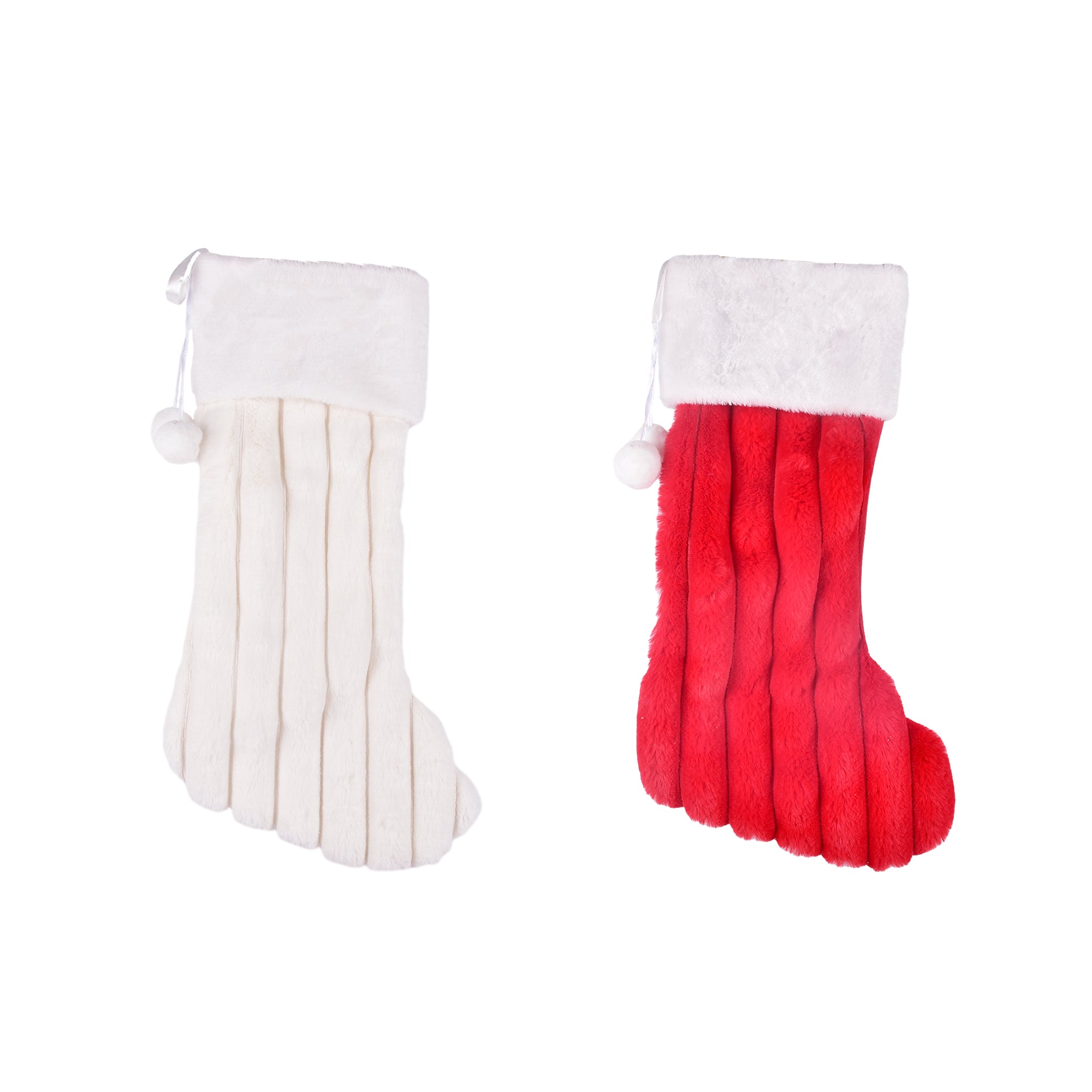 Deluxe Vertical Panel Fur Stocking With