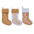 Deluxe Stocking With Merry Christmas Embroidery - Country Silk