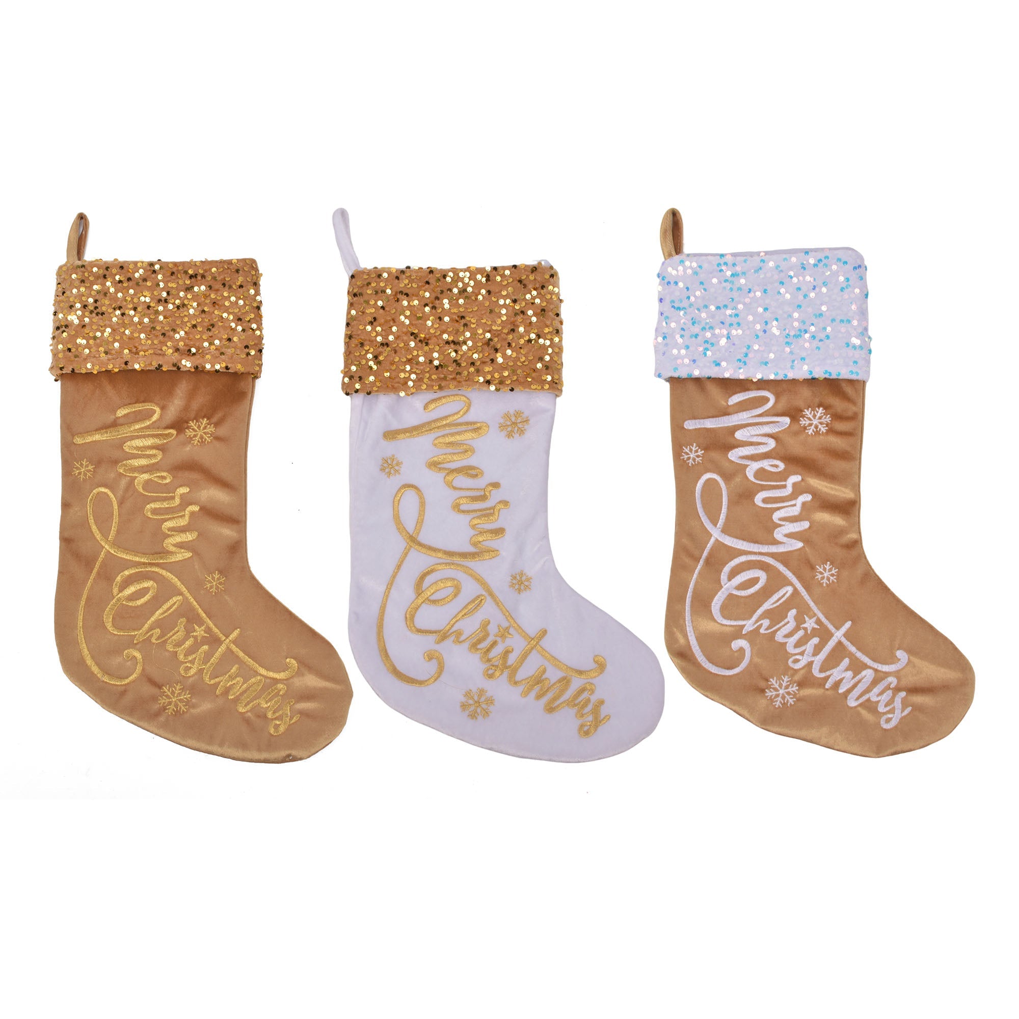 Deluxe Stocking With Merry Christmas Embroidery - Country Silk