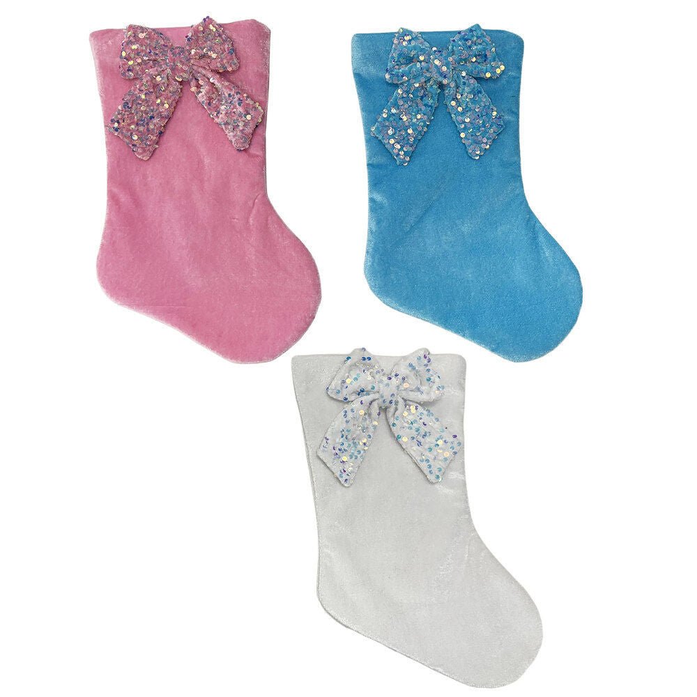 Stocking With Sequence Bow - Country Silk