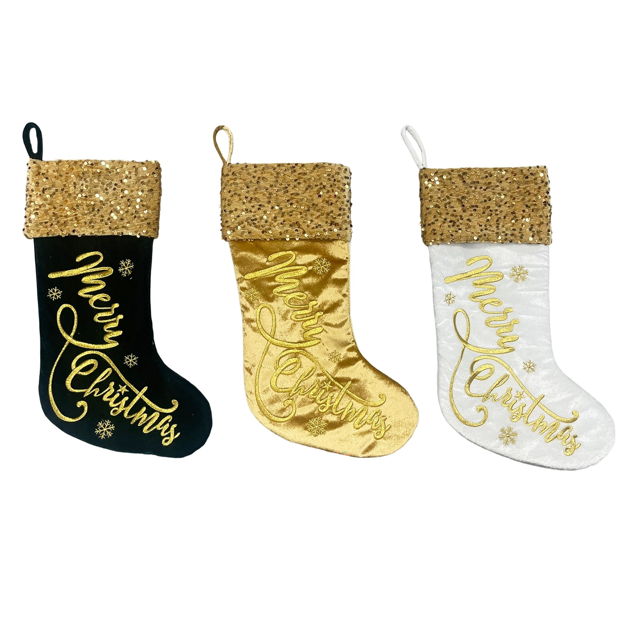 Deluxe Stocking With Merry Christmas Emb - Country Silk