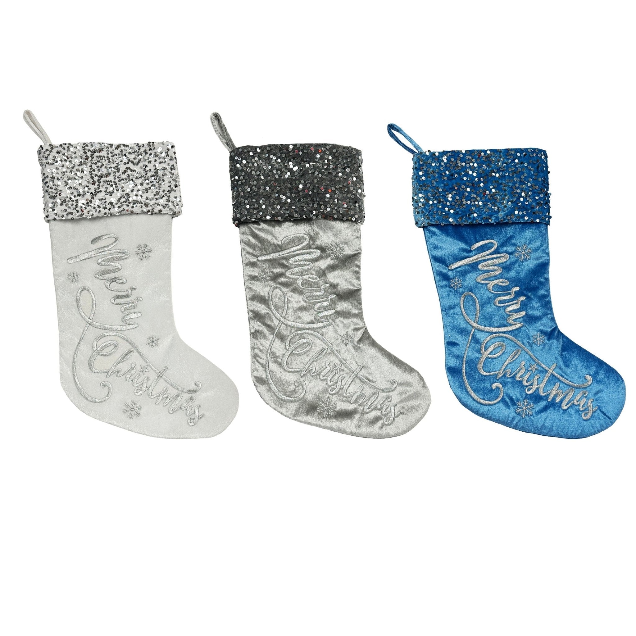Deluxe Stocking With Merry Christmas Emb - Country Silk