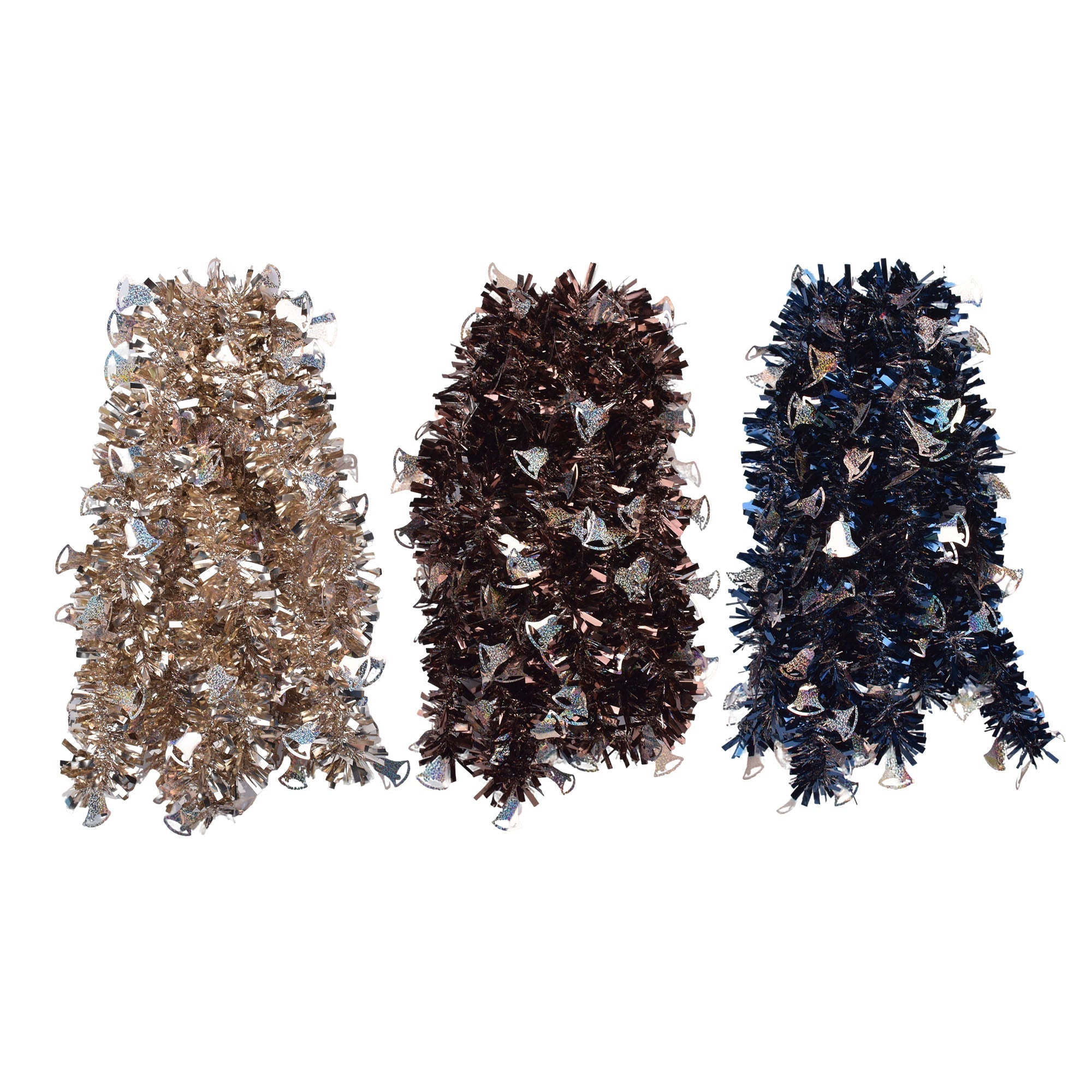 15Ft Tinsel Garland Bell Die Cut - Country Silk