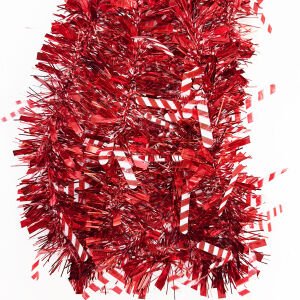 9Ft Candy Cane Print Tinsel Garland - Country Silk