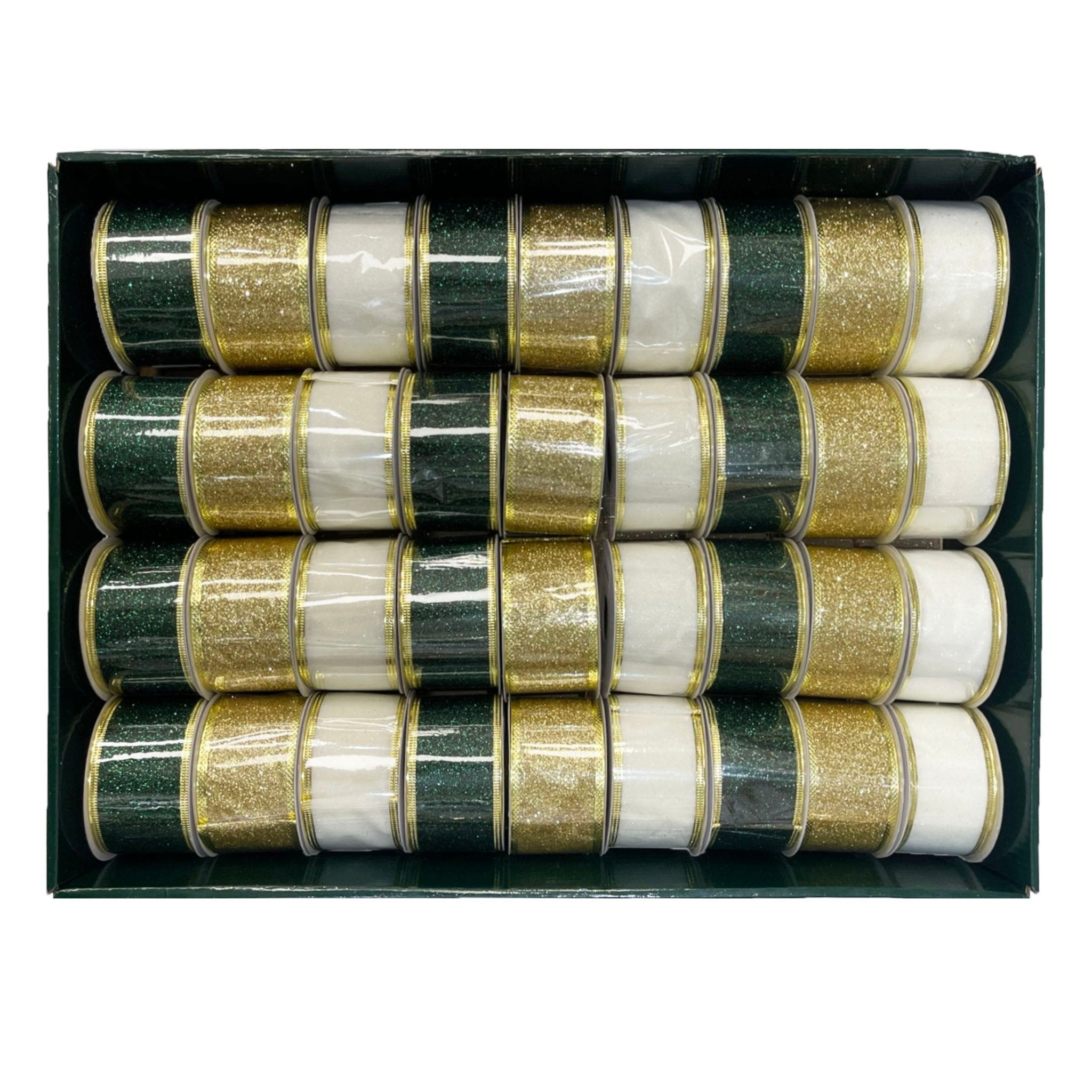 2 X9 Ft All Over Glitter Ribbon - Country Silk
