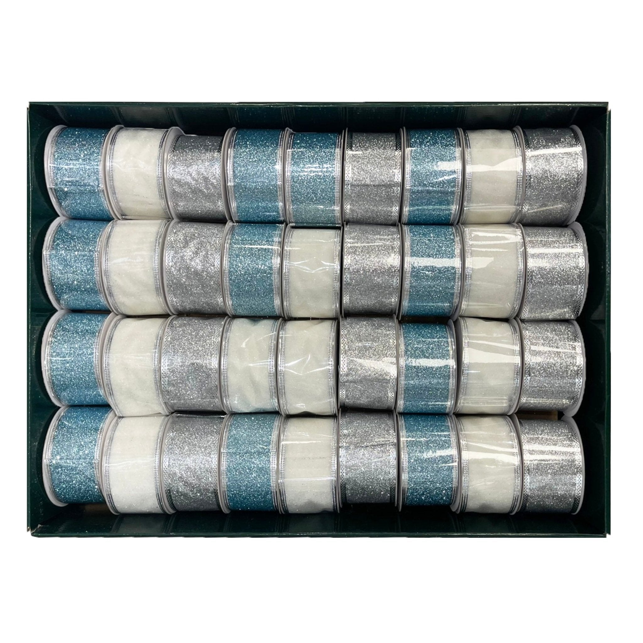 2 X9 Ft All Over Glitter Ribbon - Country Silk