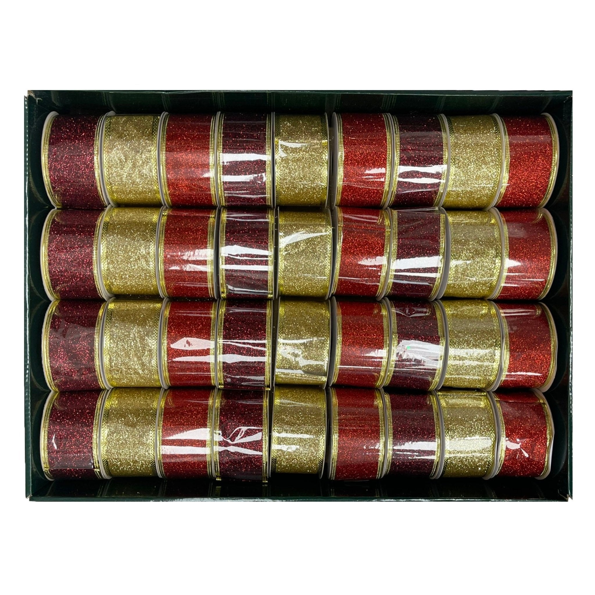 2 X9 Ft All Over Glitter Ribbon - Country Silk
