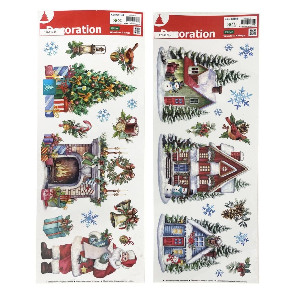 Xmas Glitter Windown Clings Asst - Country Silk