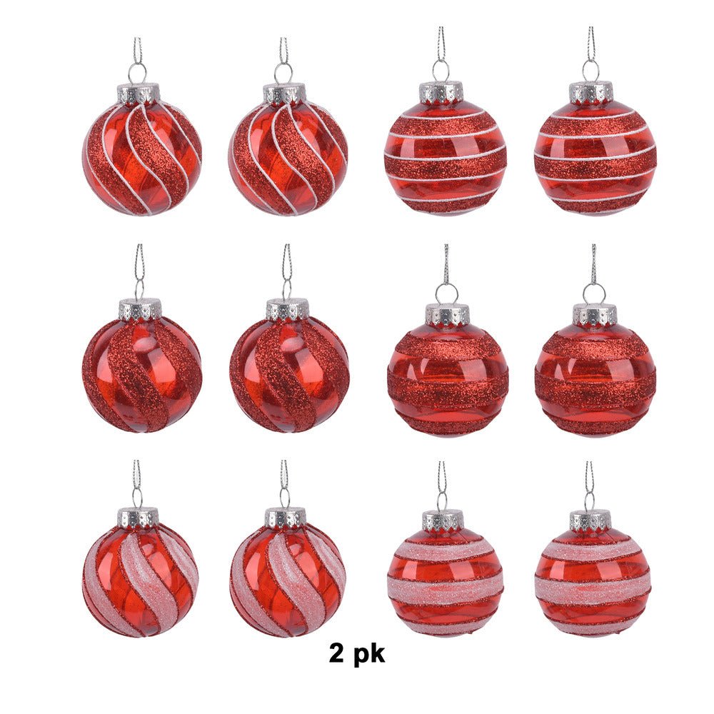 2 Pk Clear Ball With Painted Stripe - Country Silk