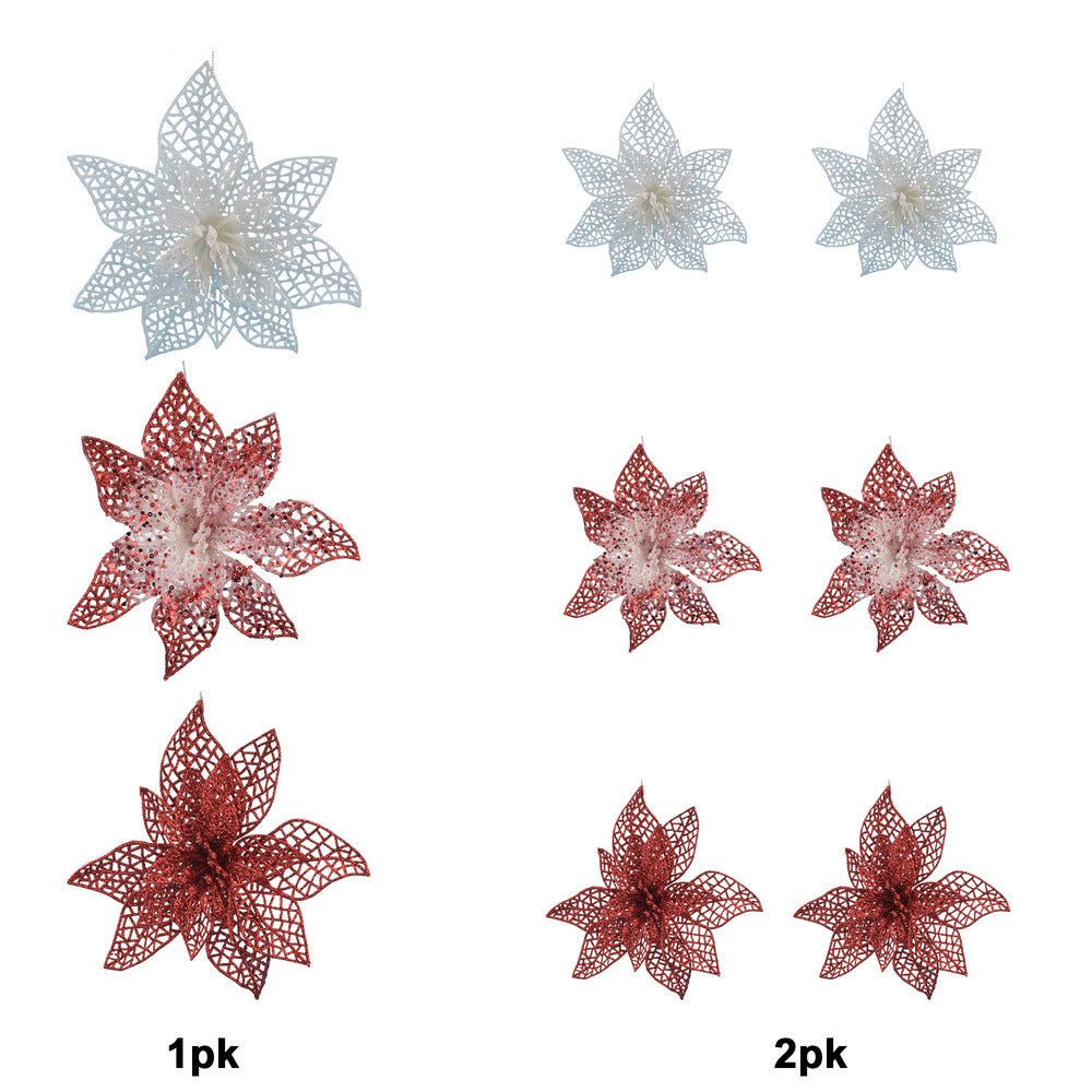 1Pk And 2Pk Poinsettia Glitter Multi Lay - Country Silk