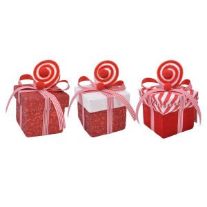 Jumbo Red White Present Ornament - Country Silk