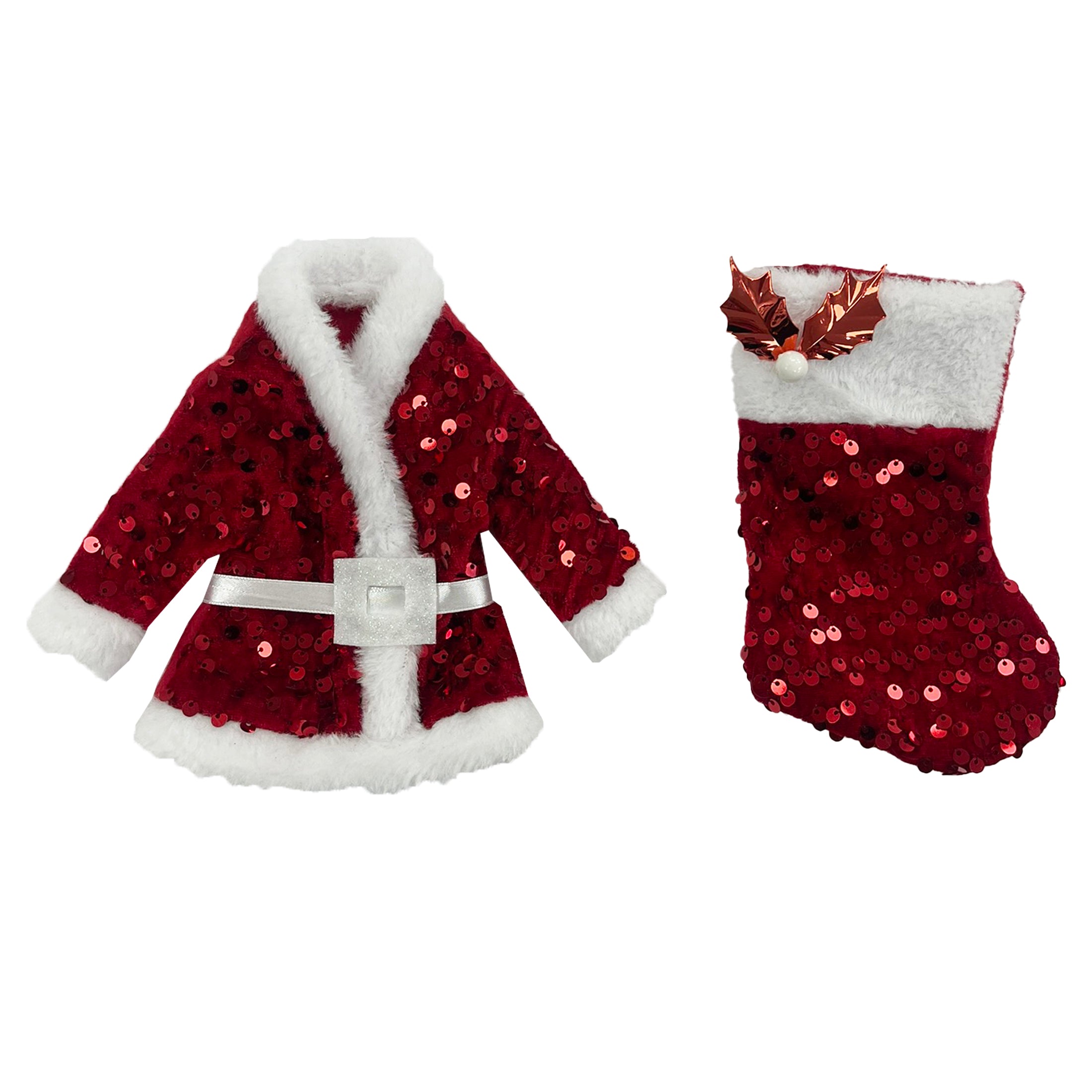 1Pk Santa Jacket Orn And 1Pk Stocking Or