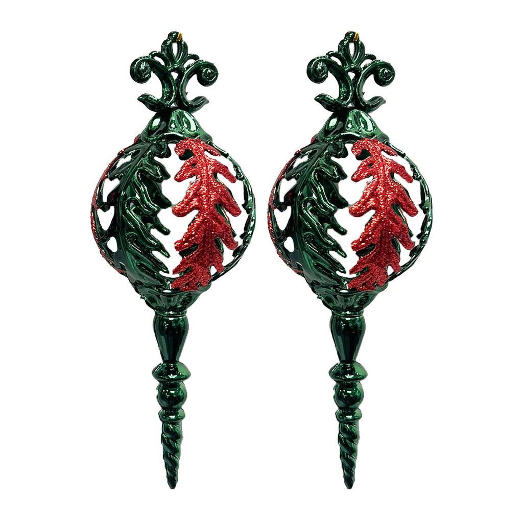 2 Pk Decorated Finials With Hp - Country Silk