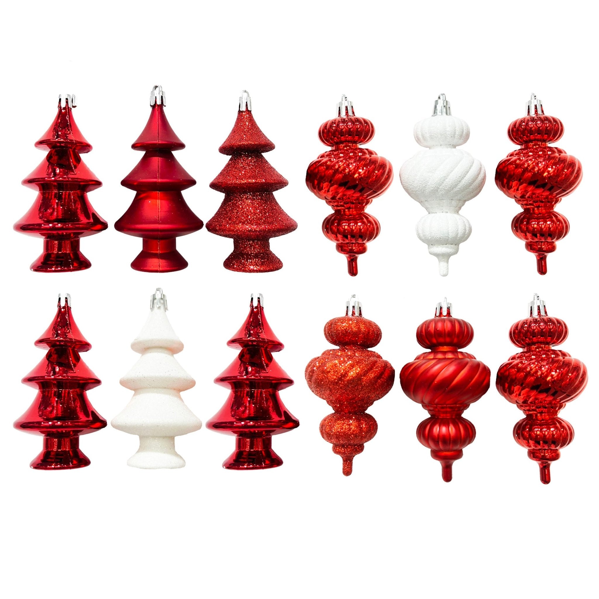 3Pk Fancy Finial And Blow Mold Tree Orn - Country Silk