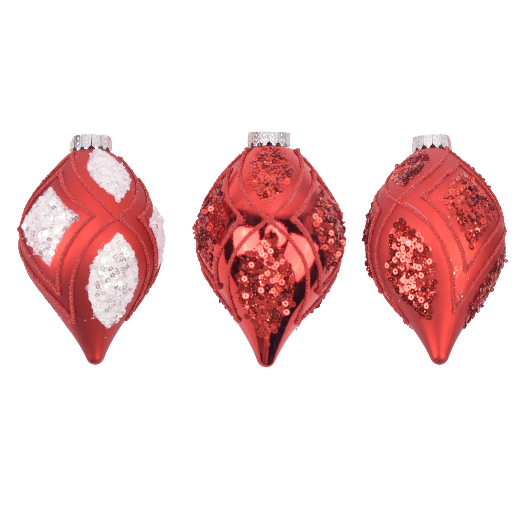 100Mm Ball And Finial Asst With Sequin A - Country Silk