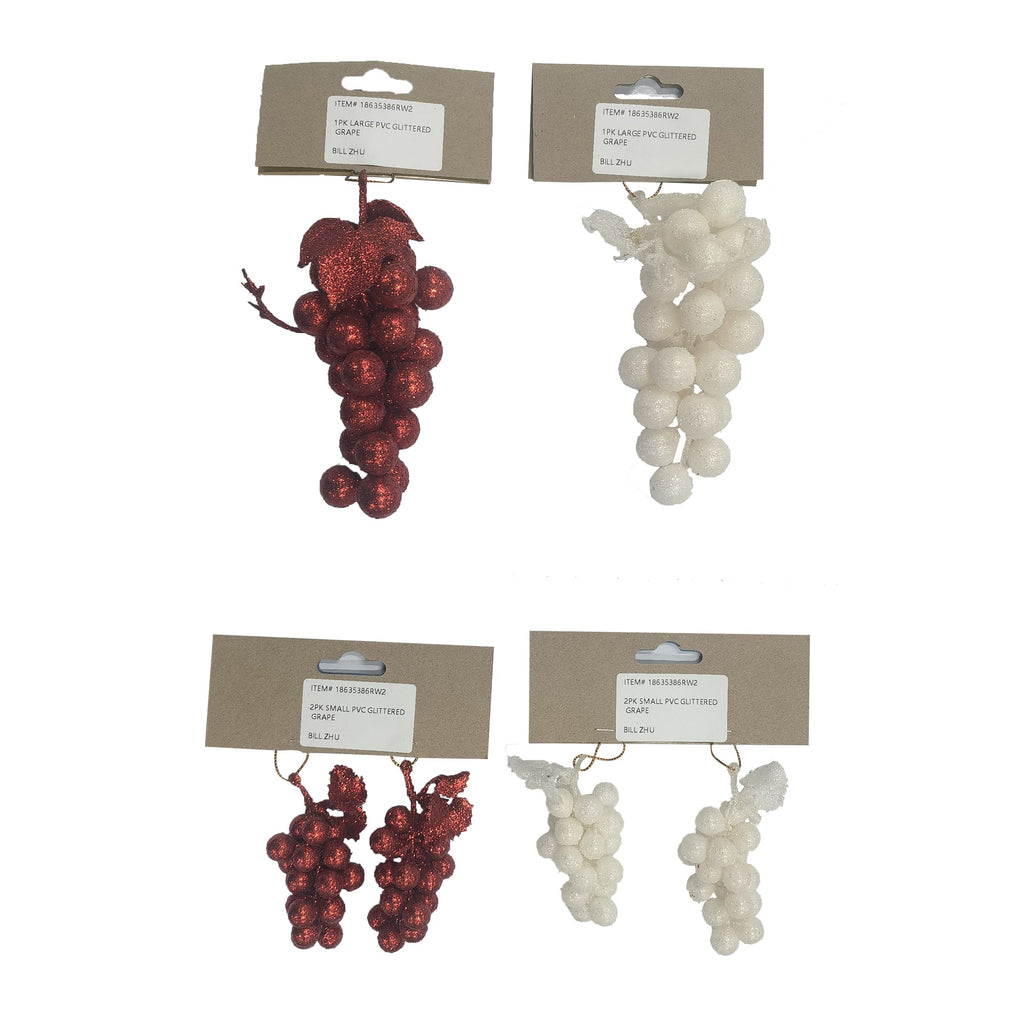 Pvc Glittered Grape Cluster 2 Sizes - Country Silk