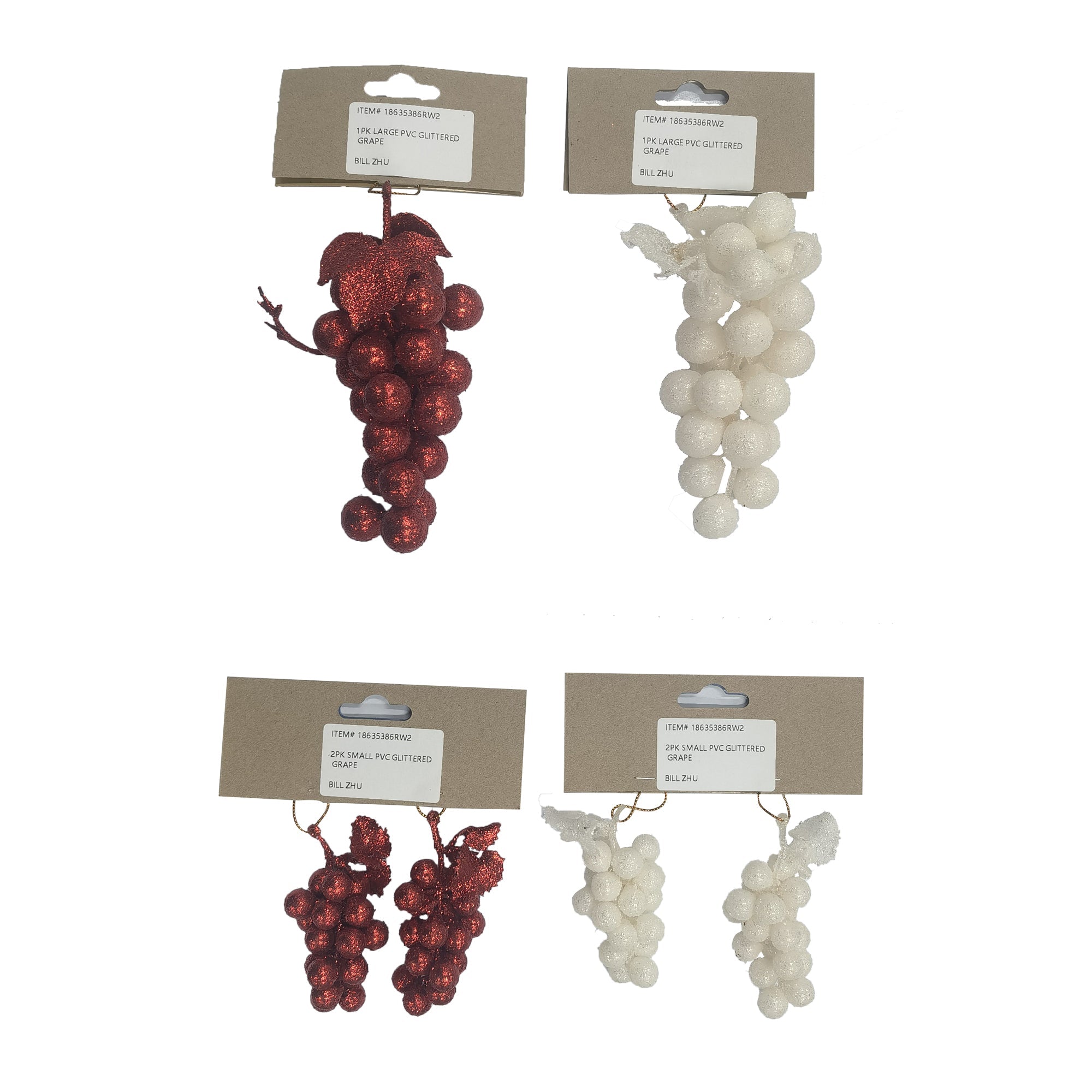 Pvc Glittered Grape Cluster 2 Sizes - Country Silk