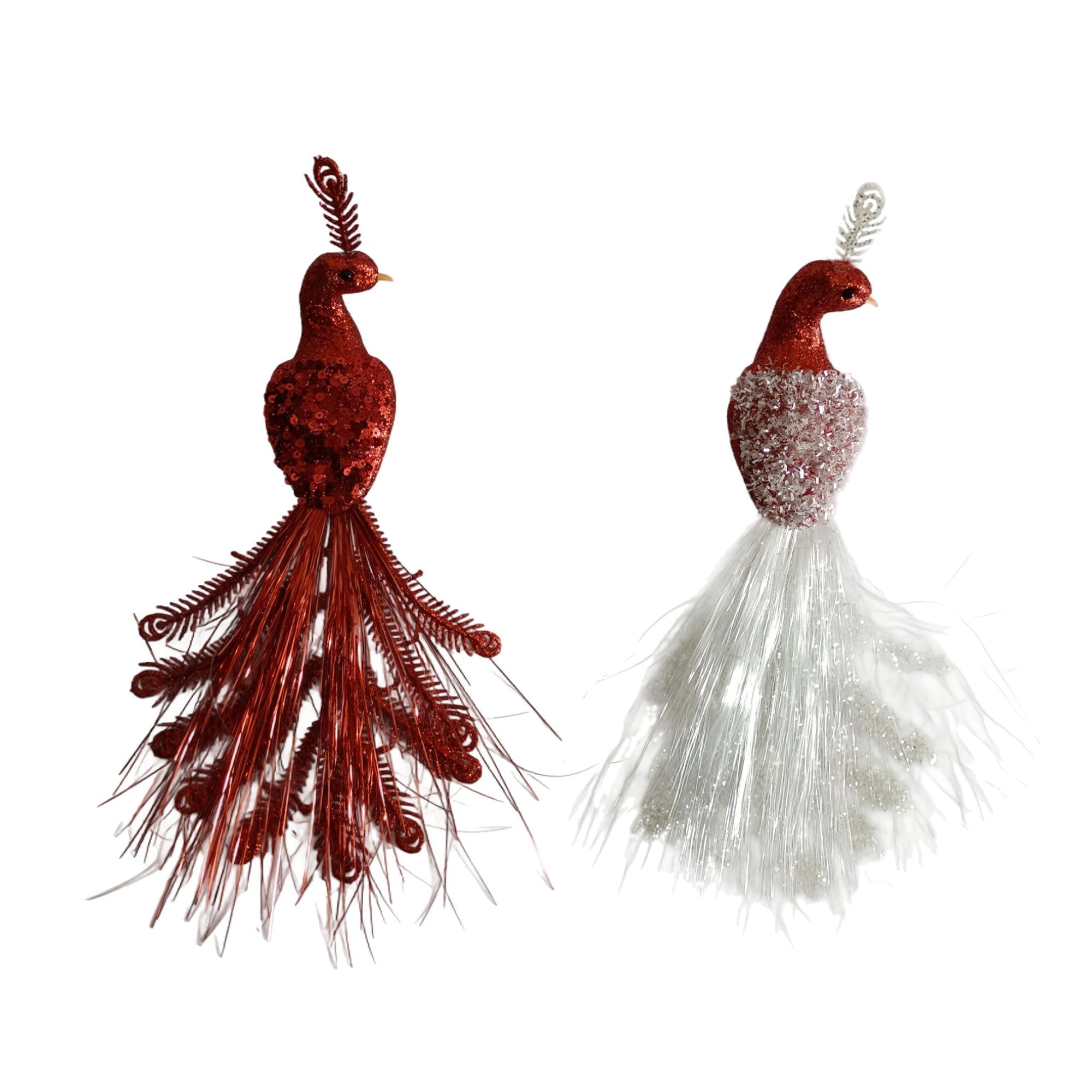 Clip On Bird With Fanned Plastic Tail - Country Silk