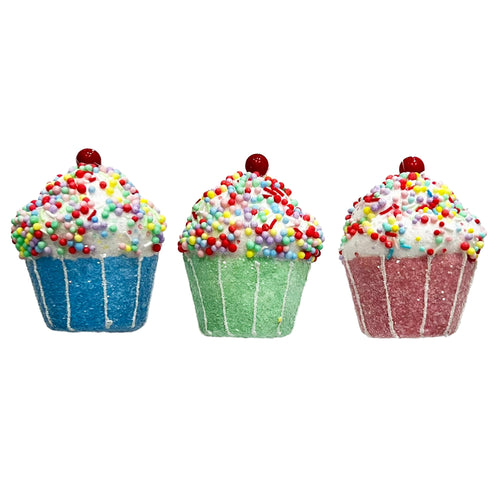 Cup Cake With Sprikle Glitter And Cherry - Country Silk