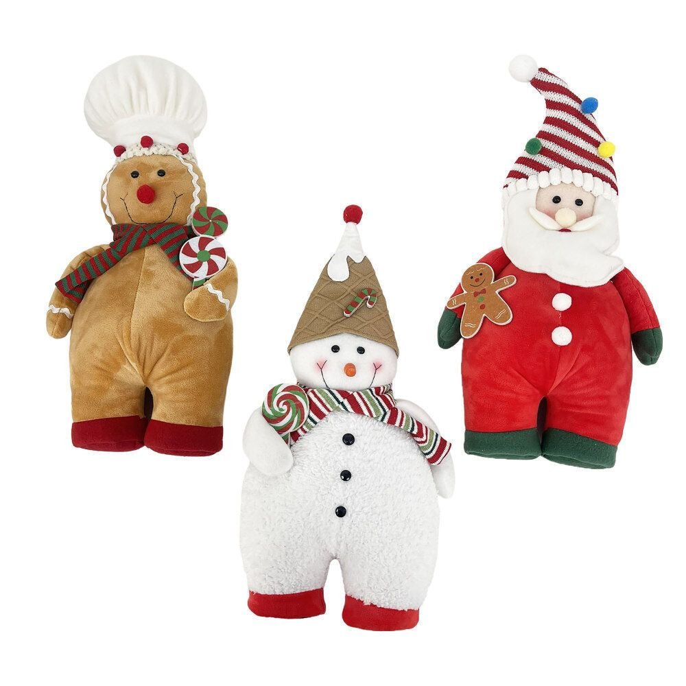 16Inch Plush Standing Santa Snowman Ging - Country Silk