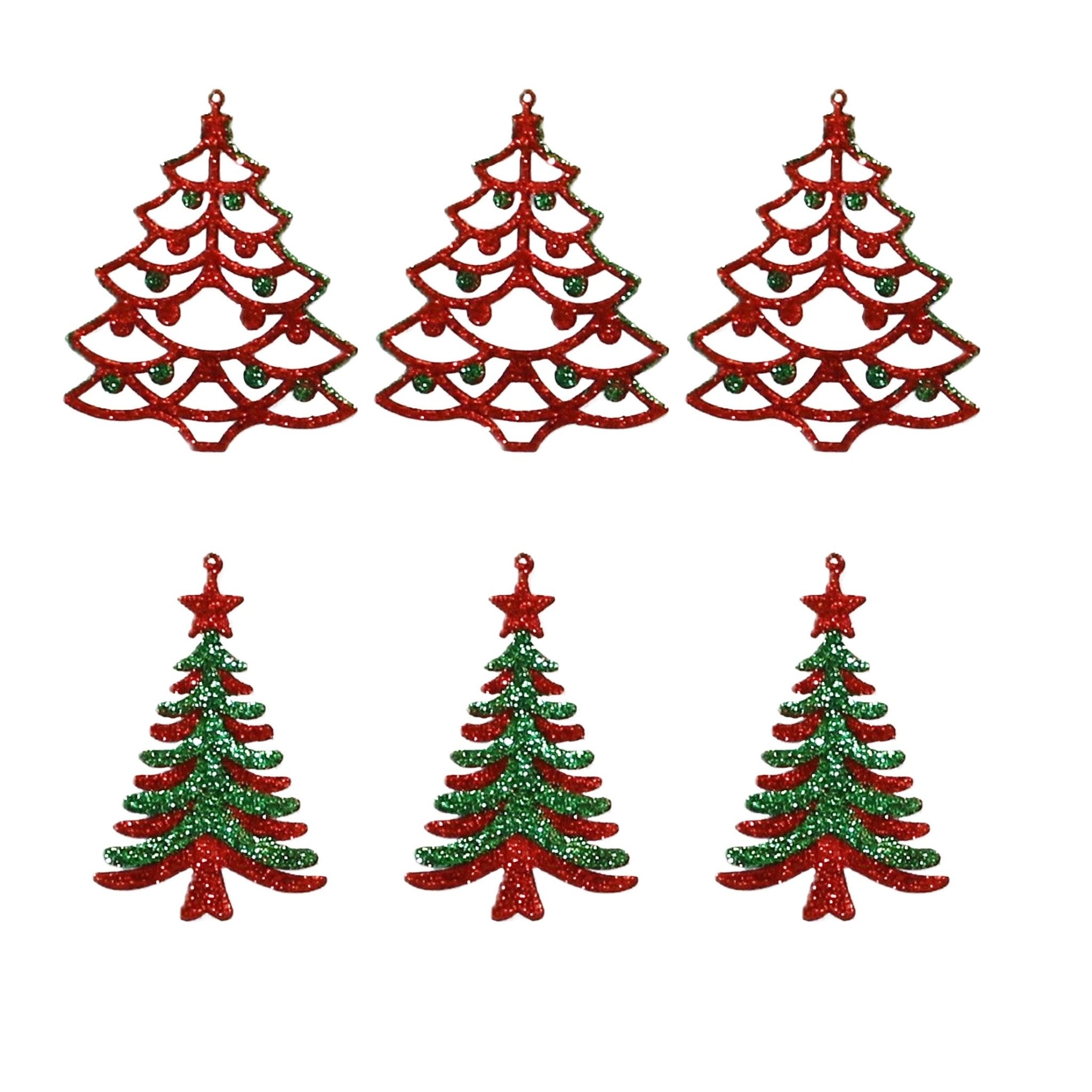 3 Pk Glitter Tree Astt - Country Silk
