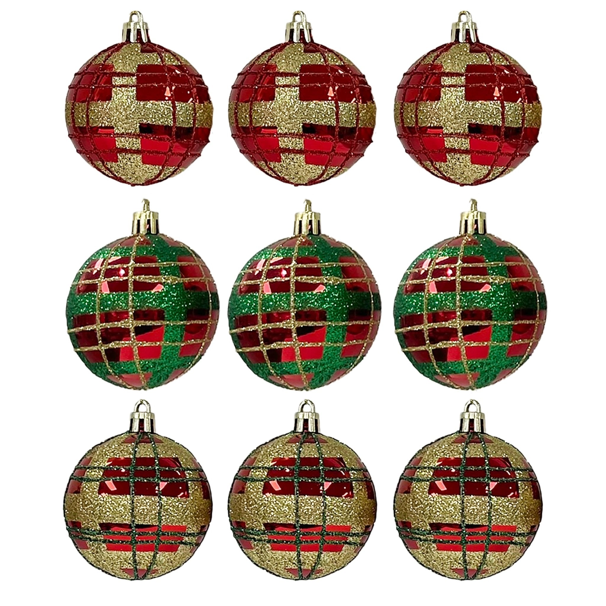 3Pk Blow Mold With Vertical Horizontal Glitter Stripes - Country Silk