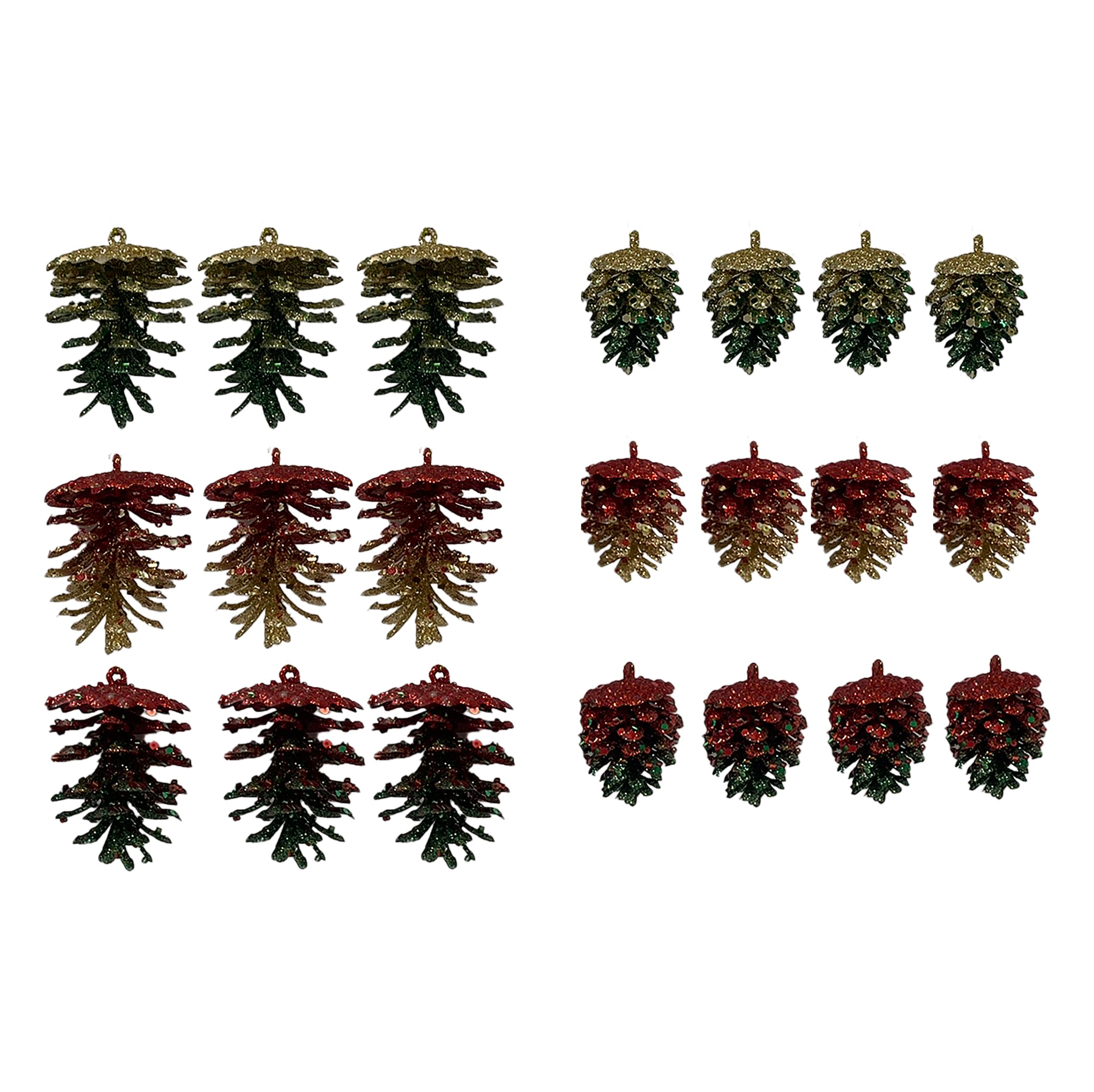 3 Pack And 4Pack Glitter Pine Cone Asst