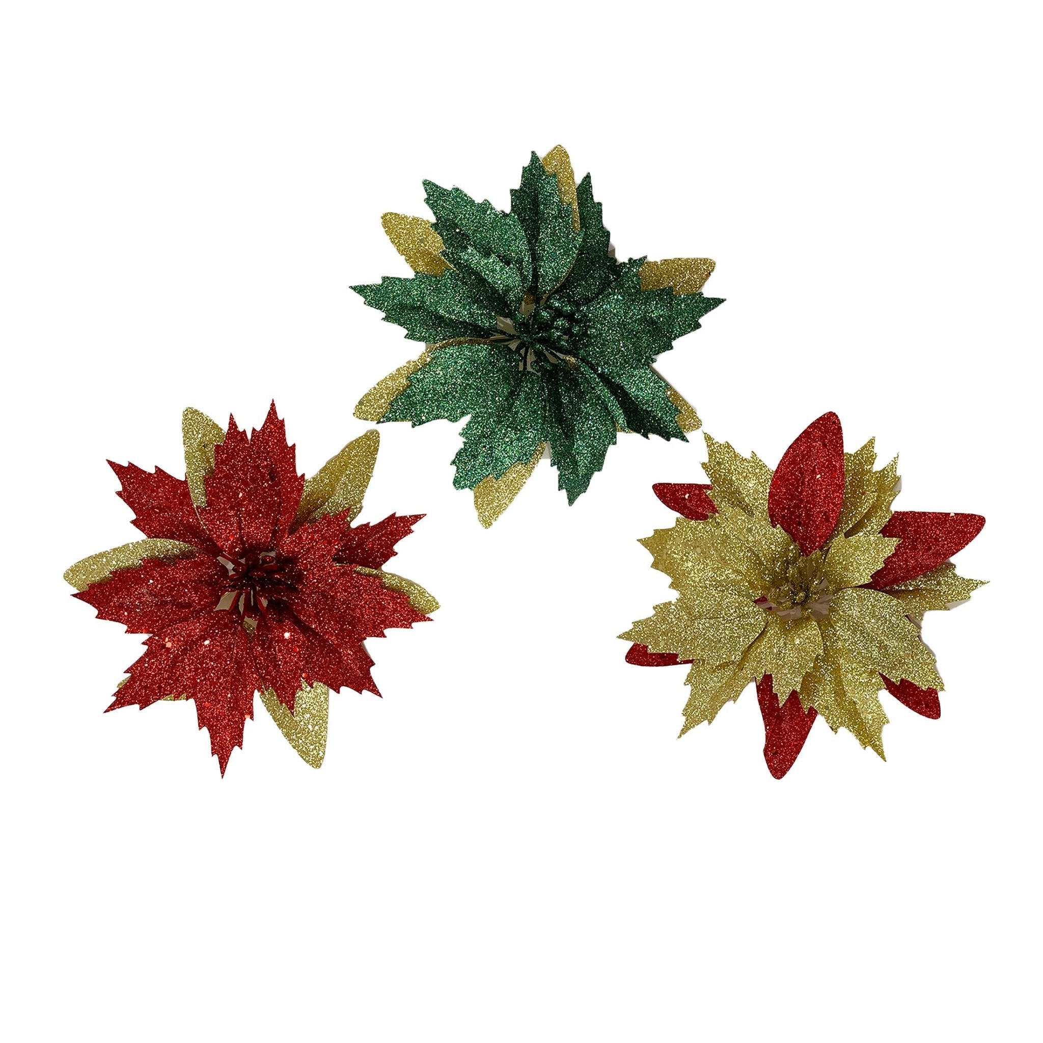 Multi Layer Clip On Fabric Poinsettia - Country Silk