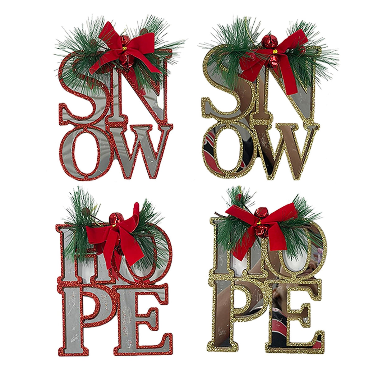 Snow And Hope Mirrored Ornament - Country Silk