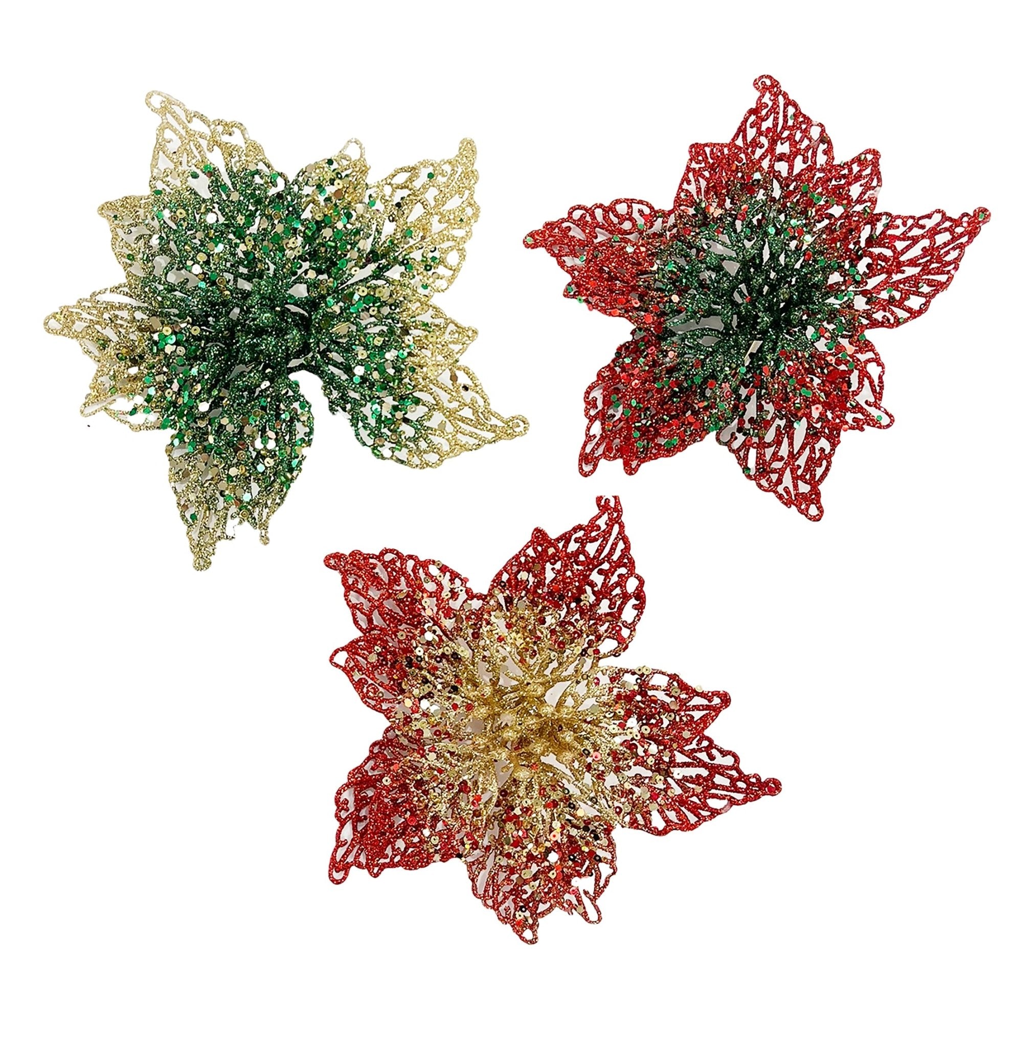 Lace Poinsettia W Clip On - Country Silk