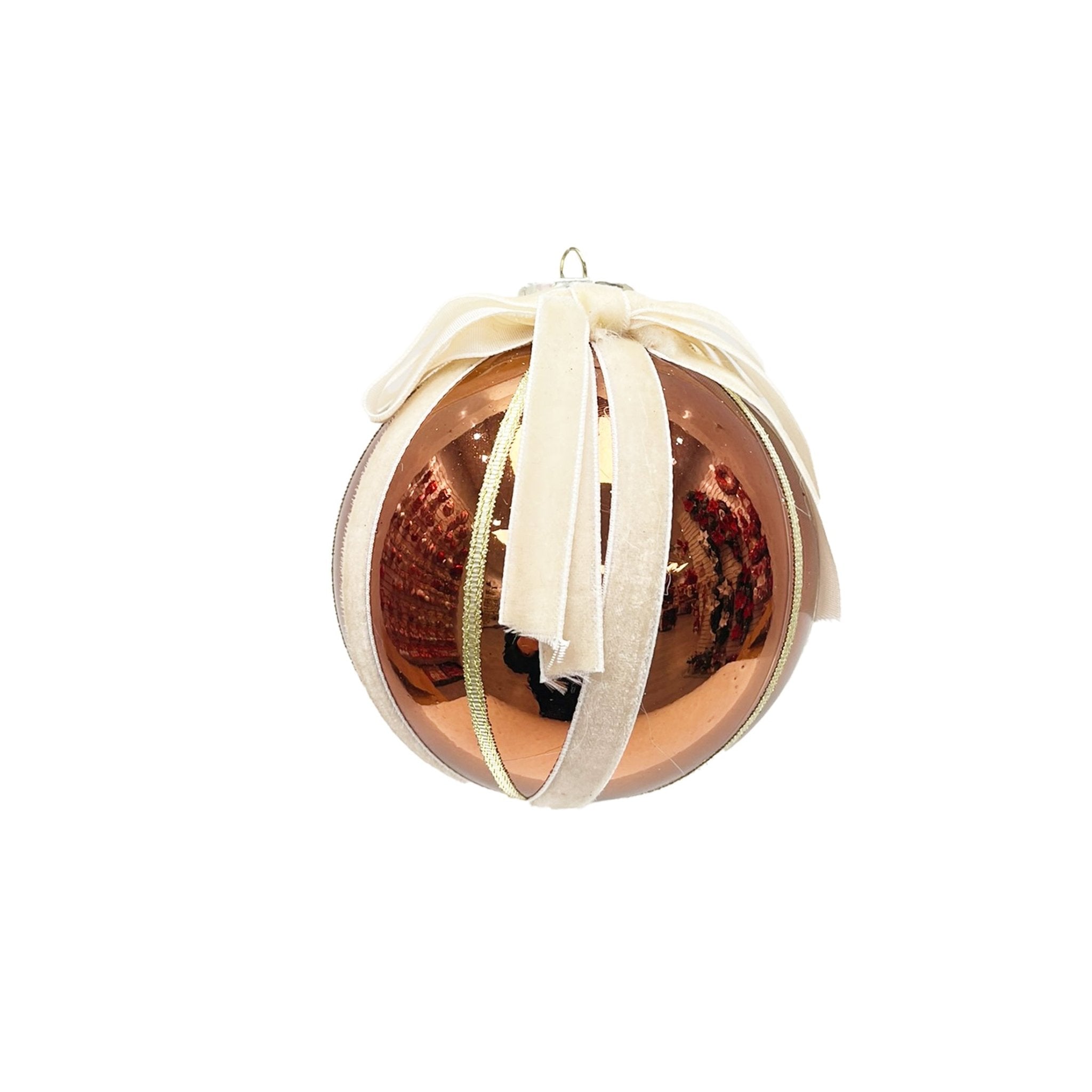 Deluxe Plated Orn With Velvet Ribbon Wra - Country Silk