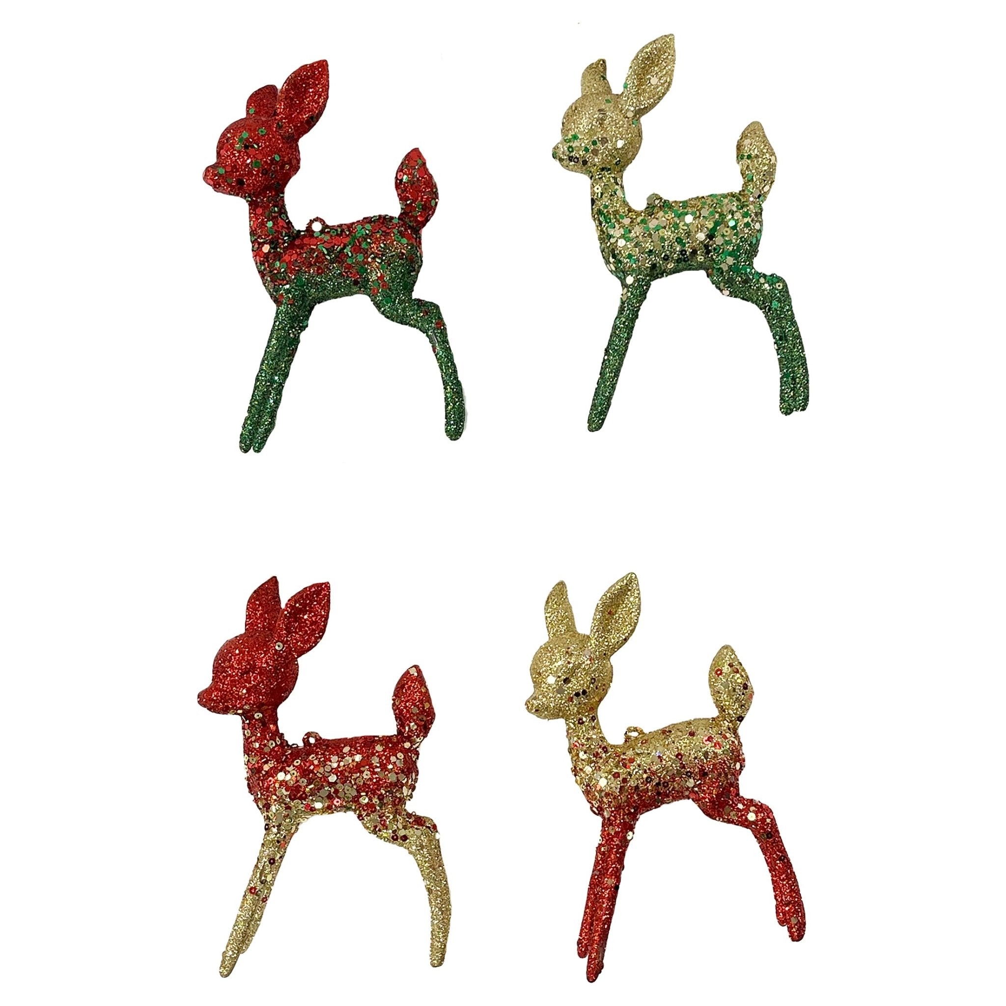 Large Doe Ornament With Multicolor Sequi - Country Silk