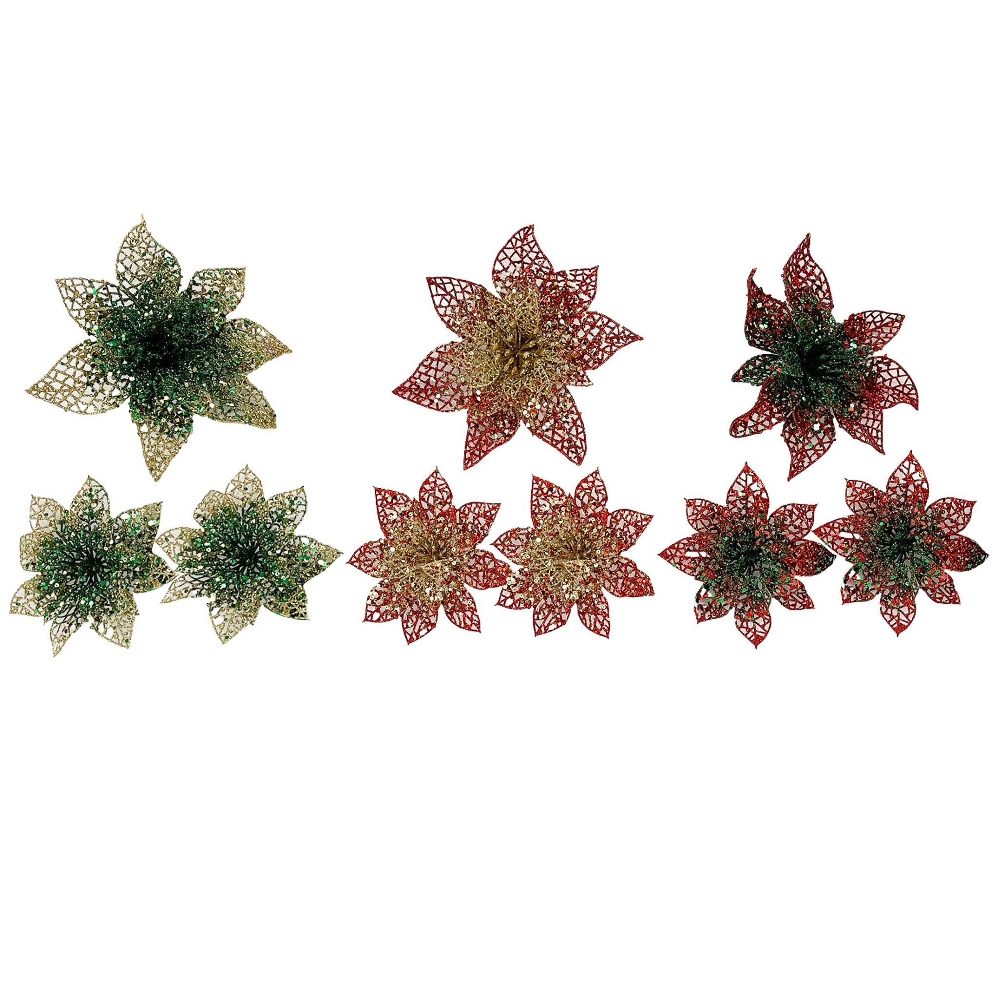 1Pk 2Pk Poinsettia Glitter Multi Layer - Country Silk