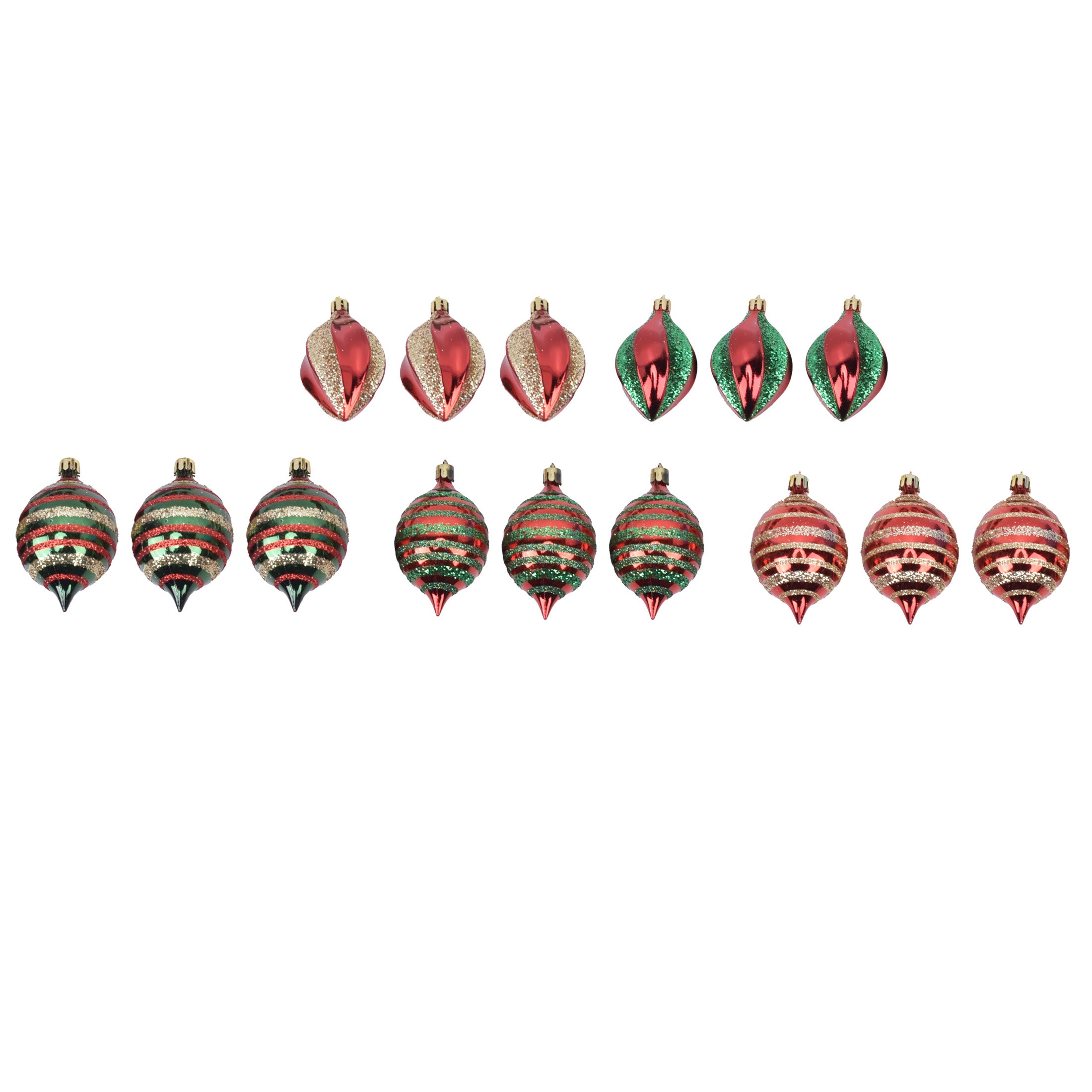 3Pk Short Finial White Glitter Hp